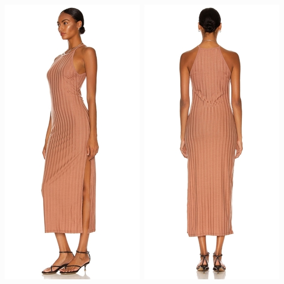 JONATHAN SIMKHA Megan Racer Back Midi Dress in Teak Medium NWT - Picture 4 of 10